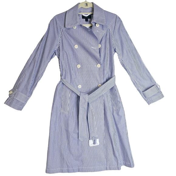 J. Crew Jackets & Blazers - J.Crew NWT Sz4 Double Breasted Trench Coat. Cotton Blue n White Stripes. Spring